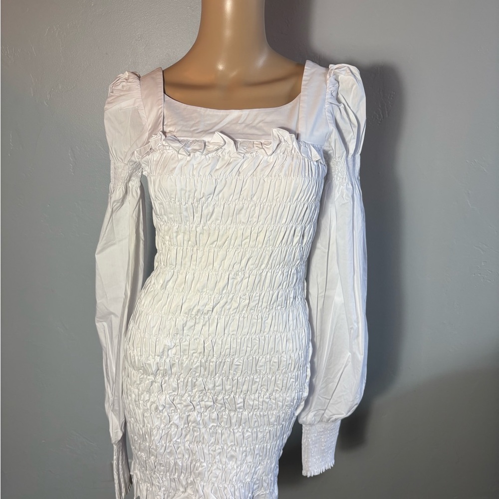 Choosy White Smocked Mini Dress Size XS NWT